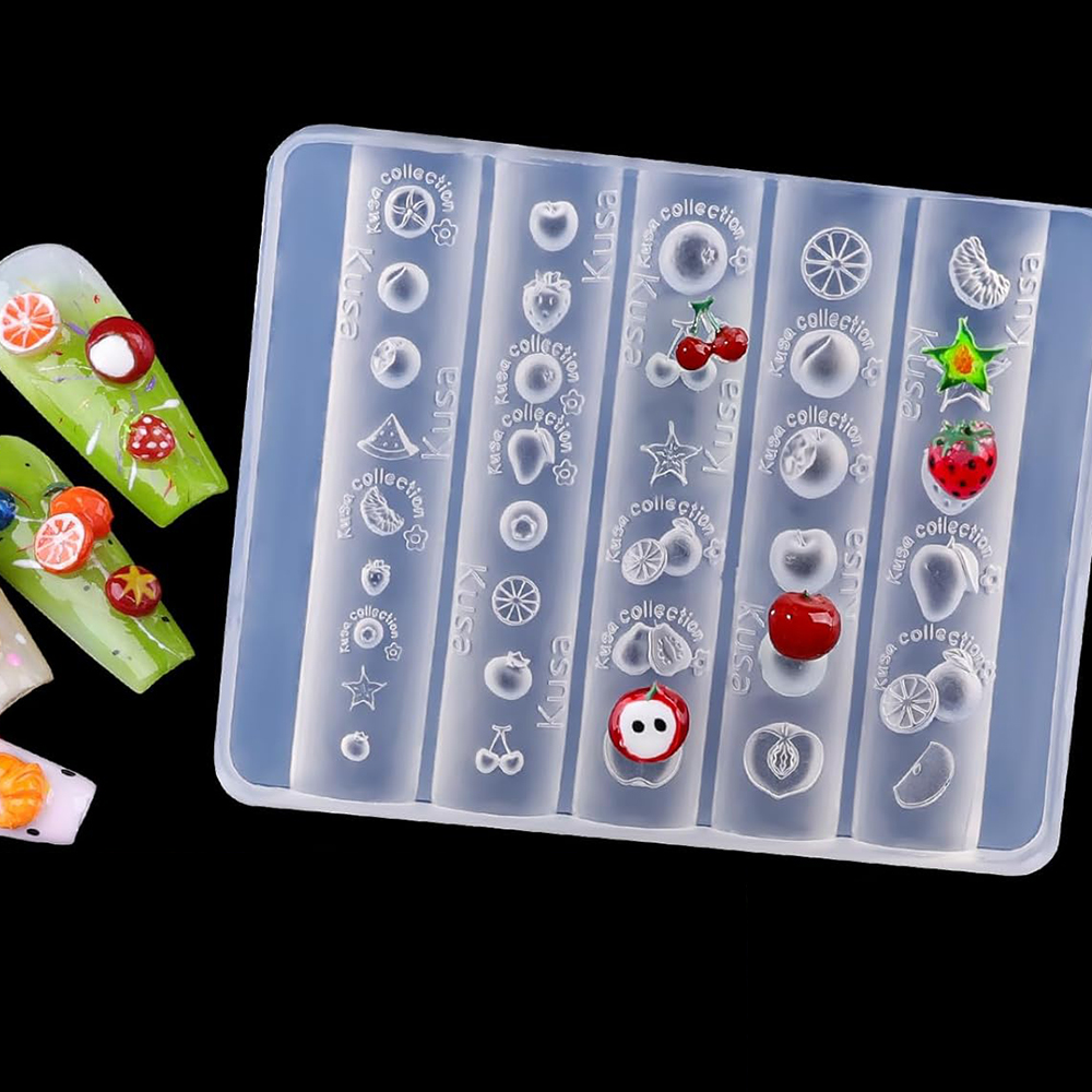 Resin Art Equipment - Cetakan Kuku Silikon 3D Bentuk Buah,