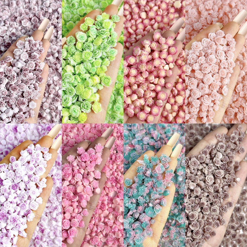 Resin Art Rose - 50 buah campuran acak Resin bunga
