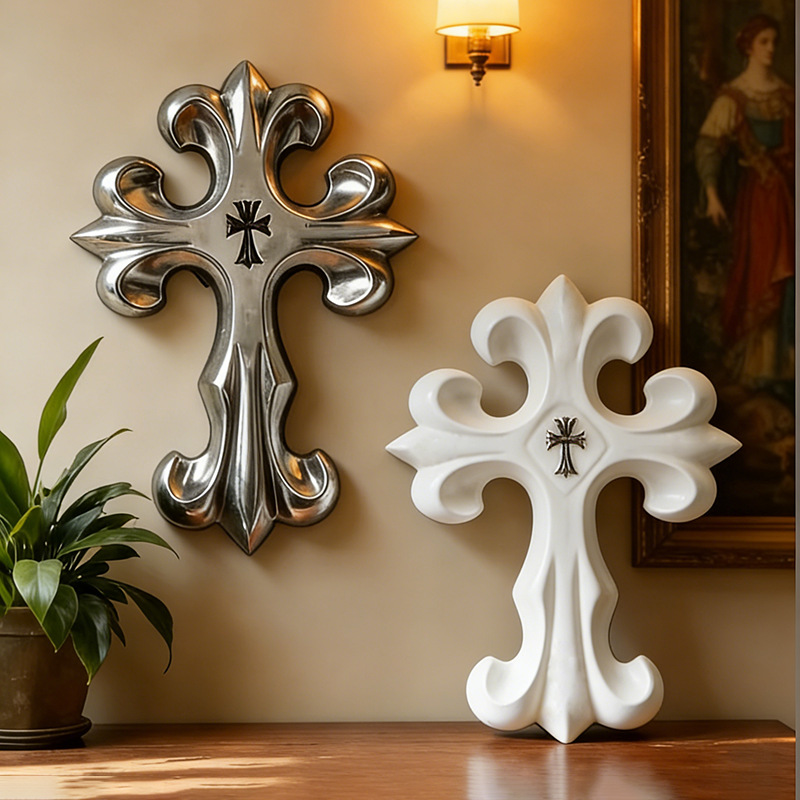 Resin Art Wallpaper - Dekorasi Dinding Salib Retro Gaya Gotik