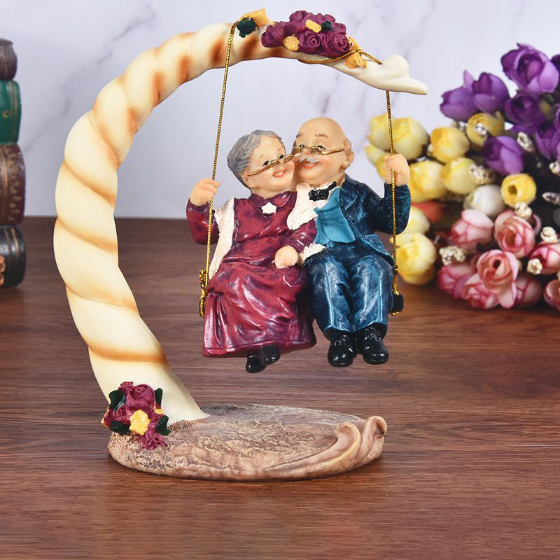 Resin Art Wedding Gift - Figur Resin Pasangan Tua Bergaya Cina,