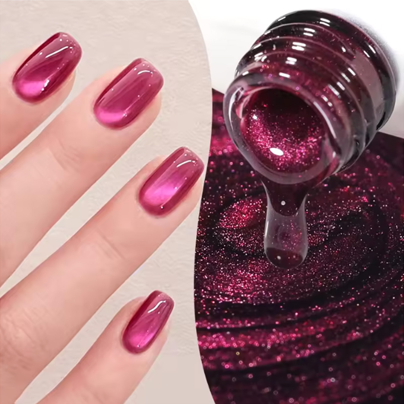 Resin Art Rose - SHAKA 1pcs Cat Eye Gel Nail
