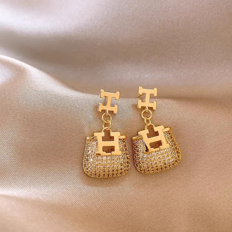 Resin Art Alphabet - Anting-anting liontin huruf H logam dengan