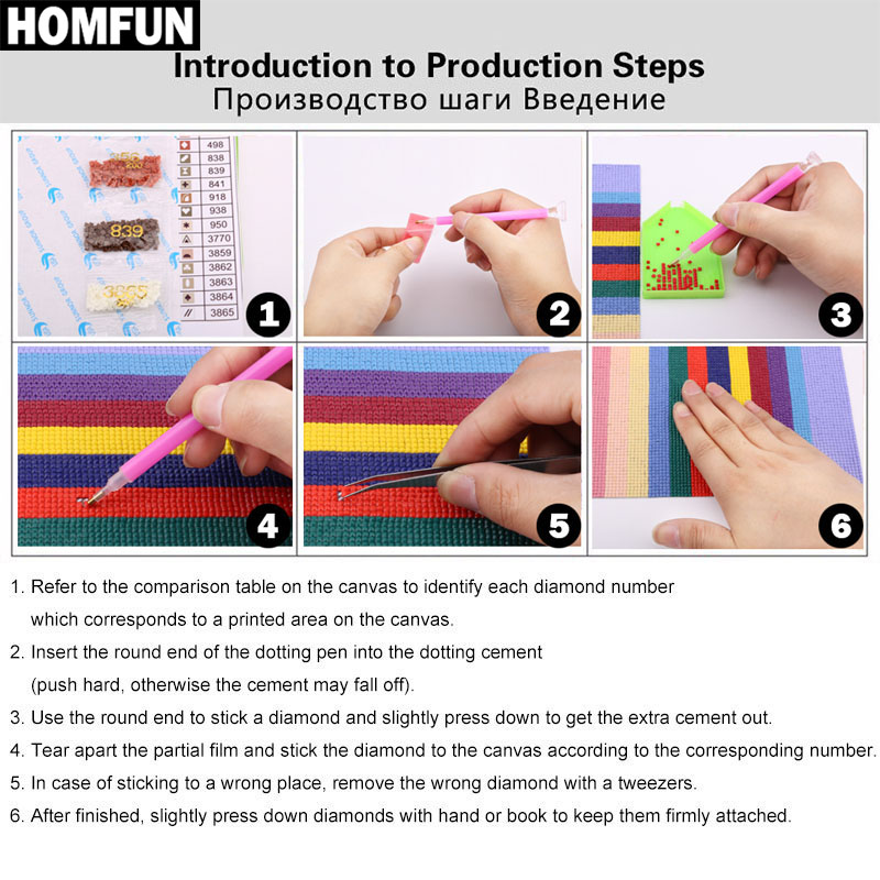 HOMFUN lukisan berlian AB 