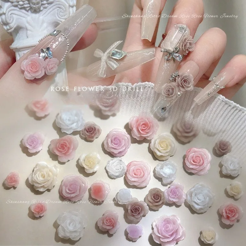 50PCS Hiasan Kuku Resin 3D Ber - Resin Art Rose ulasan dan harga
