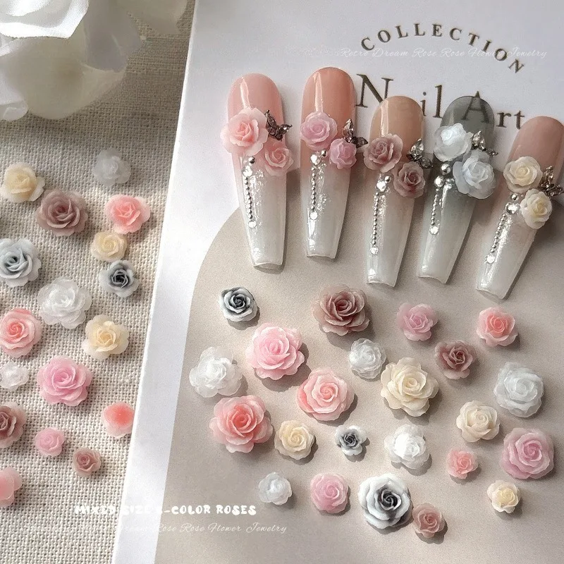 50PCS Hiasan Kuku Resin 3D Ber - Resin Art Rose ulasan dan harga