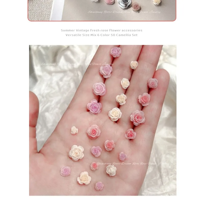 50PCS Hiasan Kuku Resin 3D Ber - Resin Art Rose ulasan dan harga