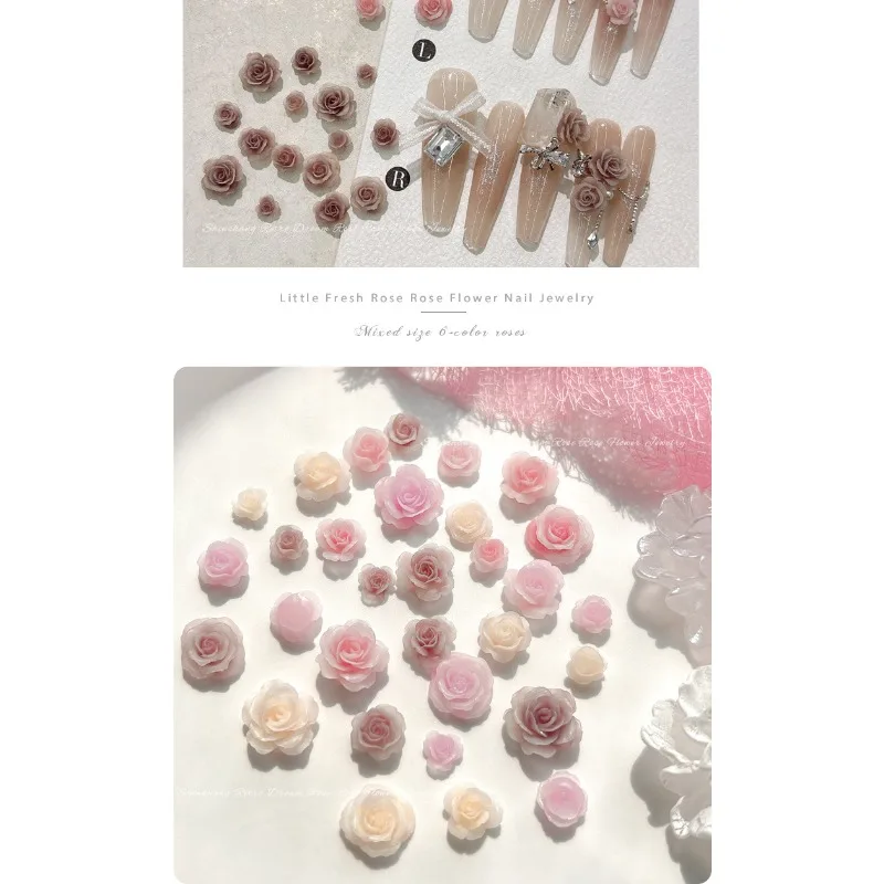 50PCS Hiasan Kuku Resin 3D Ber - Resin Art Rose ulasan dan harga