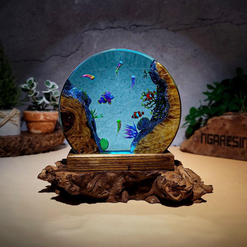 Lampu Meja Resin Organisme Aku - Resin Art Baby ulasan dan harga