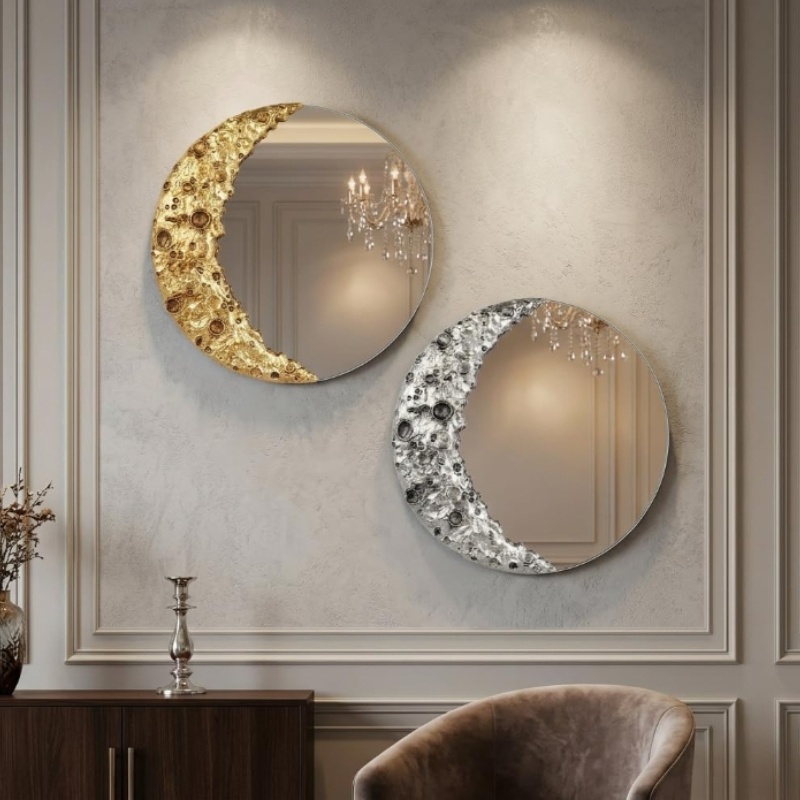 Cermin Dinding Bulat Bulan Ema - Resin Art Wallpaper ulasan dan harga